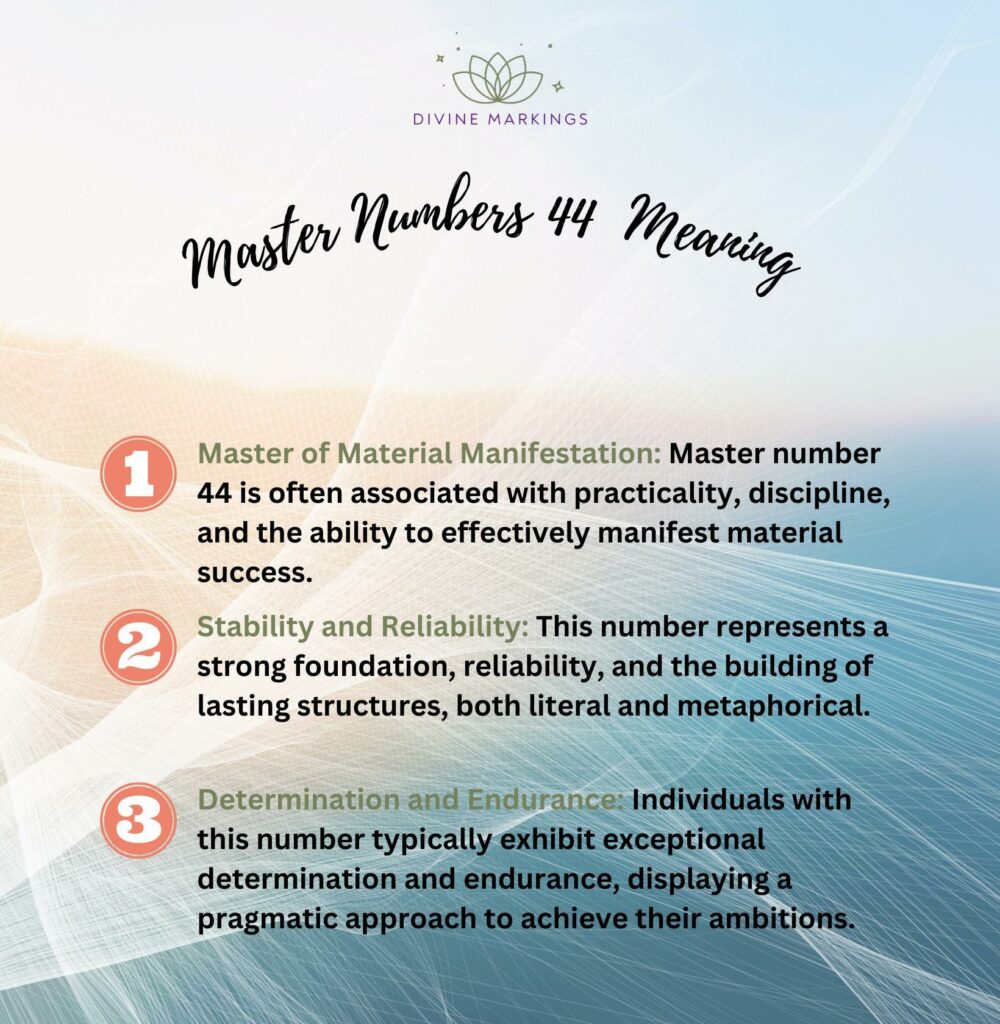 Master Numbers 44 inforgraphic