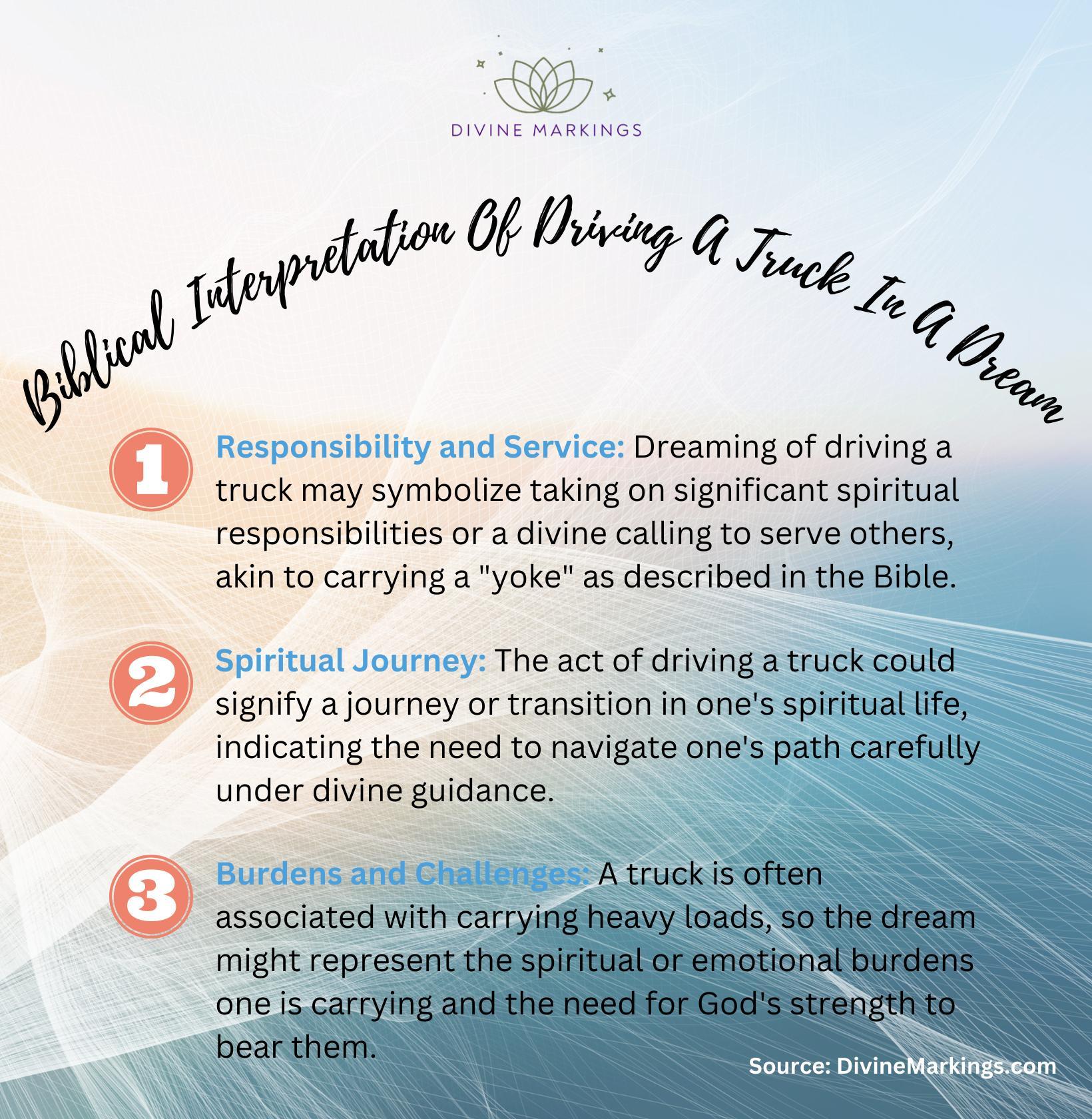 Biblical Interpretation Of Driving a Truck In A Dream - infographic