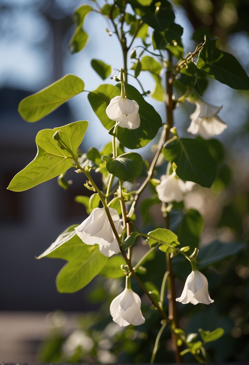 A blooming morning glory vine intertwines with symbols of various religions, representing spiritual significance across cultures